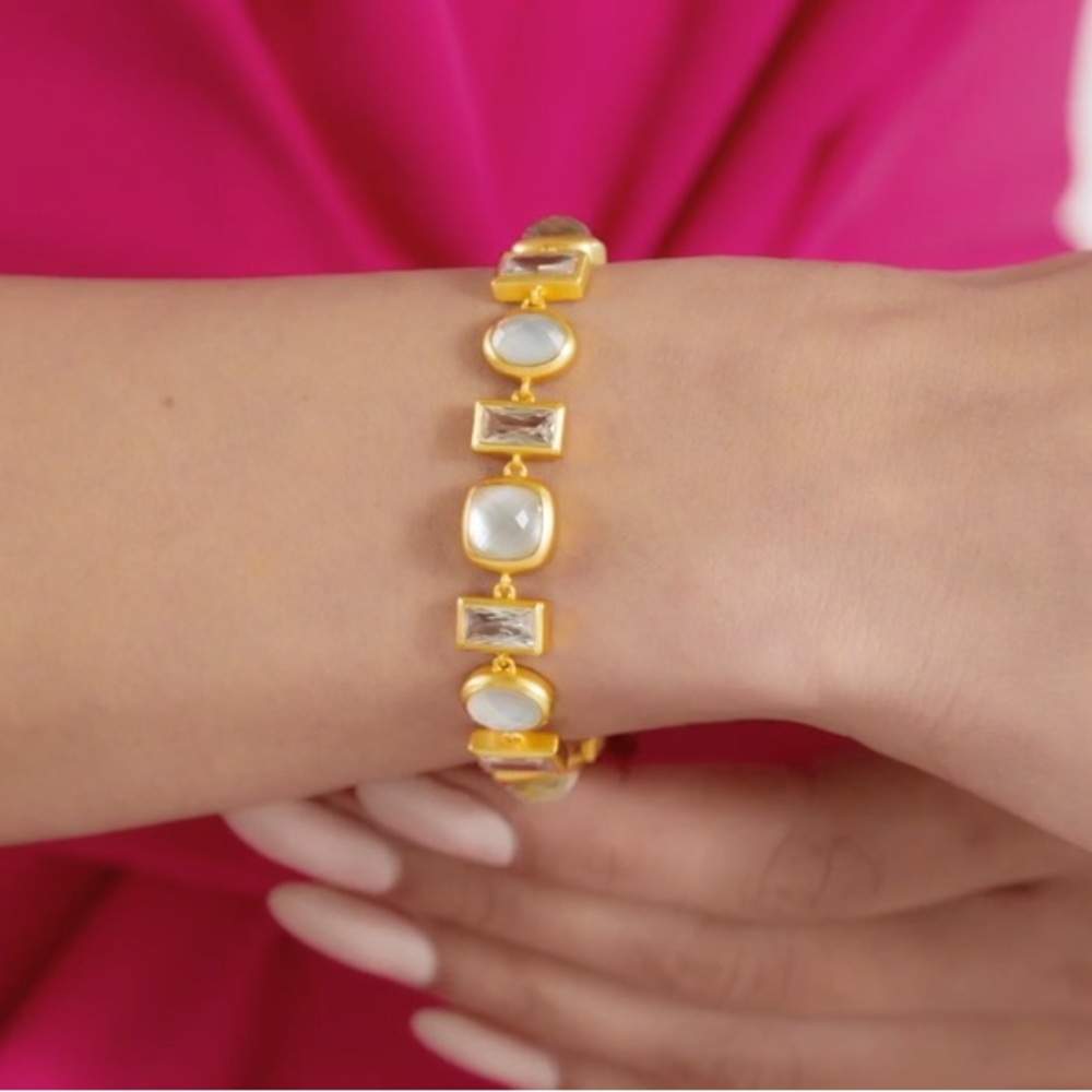 JULIE VOS® Antonia Tennis Bracelet Iridescent & Clear Bahamian Blue Stones - Picture 3 of 12